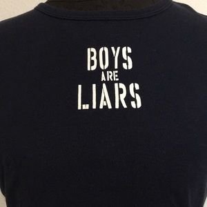 Navy Blue shirt  -Boys Are Liars- in white